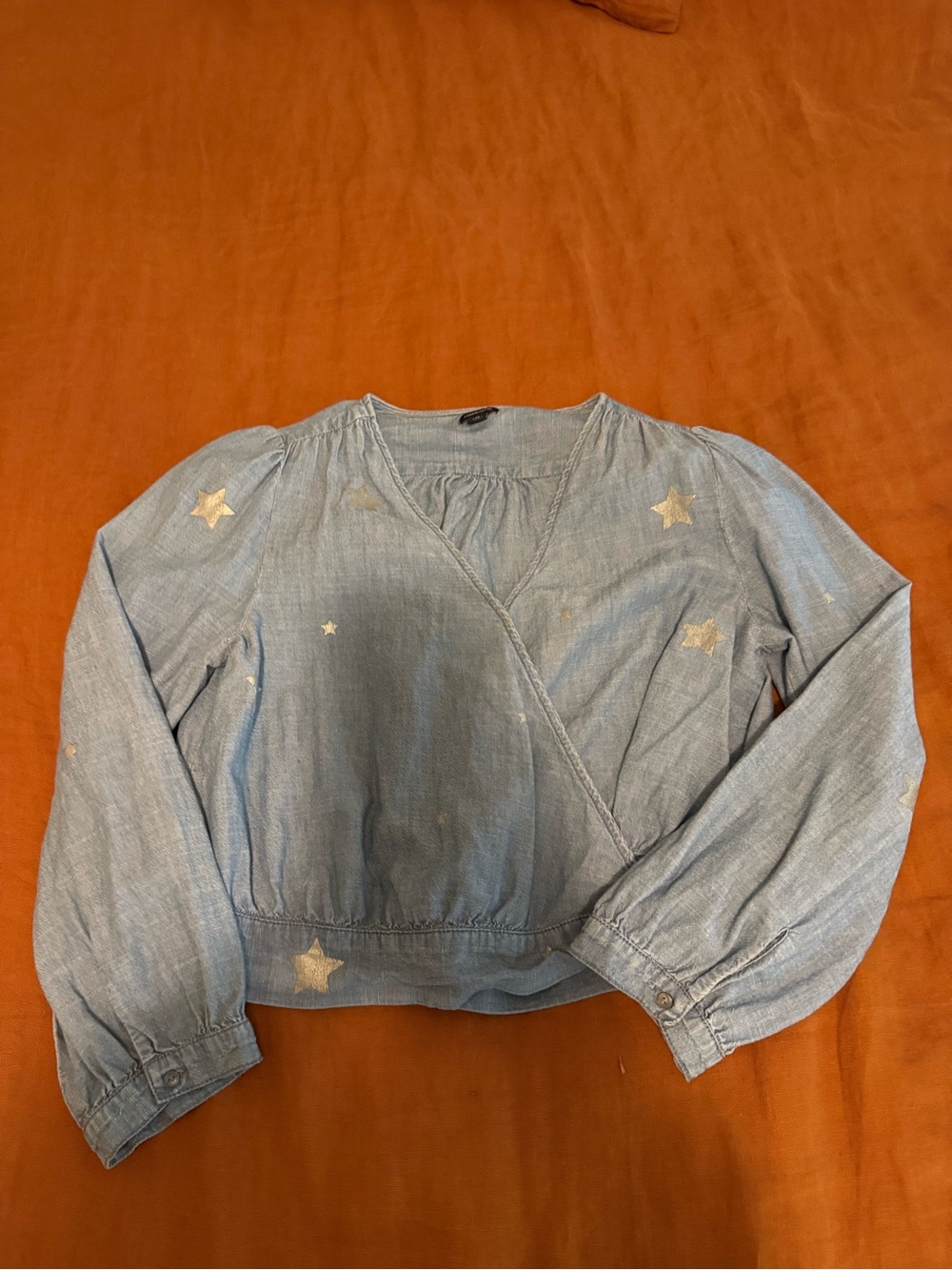 Light Blue Star-Print Wrap Top - J Crew